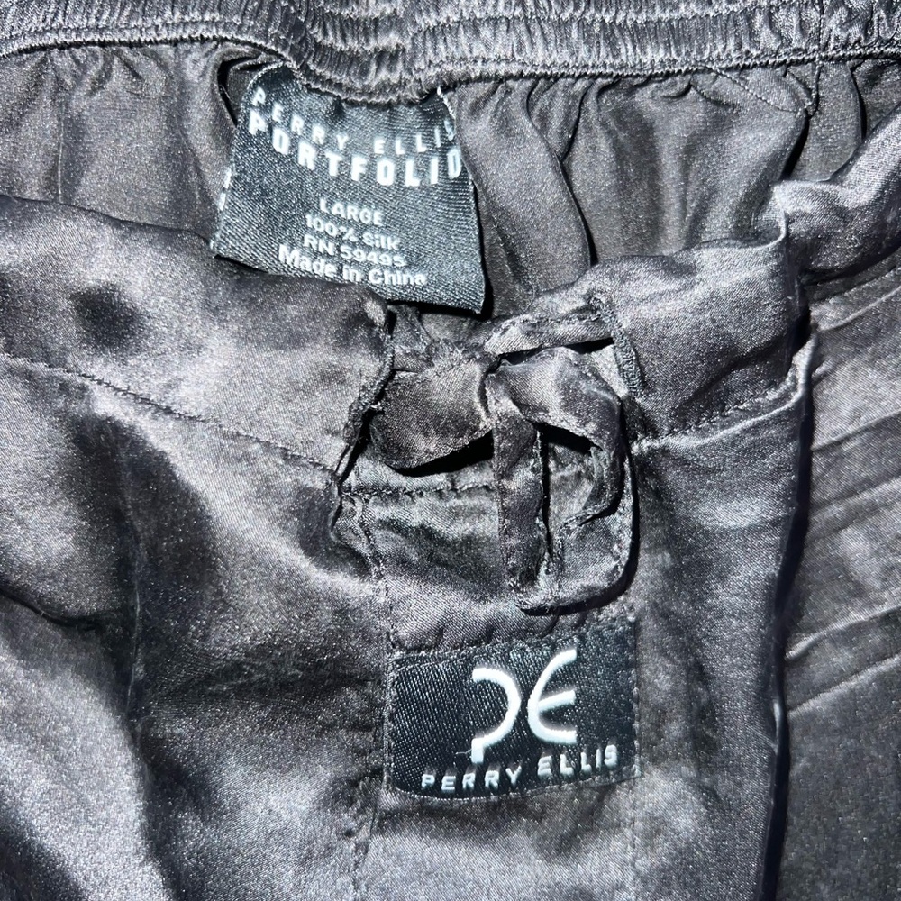 Perry Ellis Men’s Black 100% Silk Lounge Sleep Pants Sz L - Picture 6 of 6